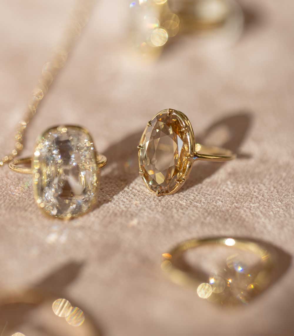 Vintage Champagne Diamond Engagement Ring for Women - Unique Antique Style Wedding Band, Perfect for Proposals, Anniversaries & Special Occasions