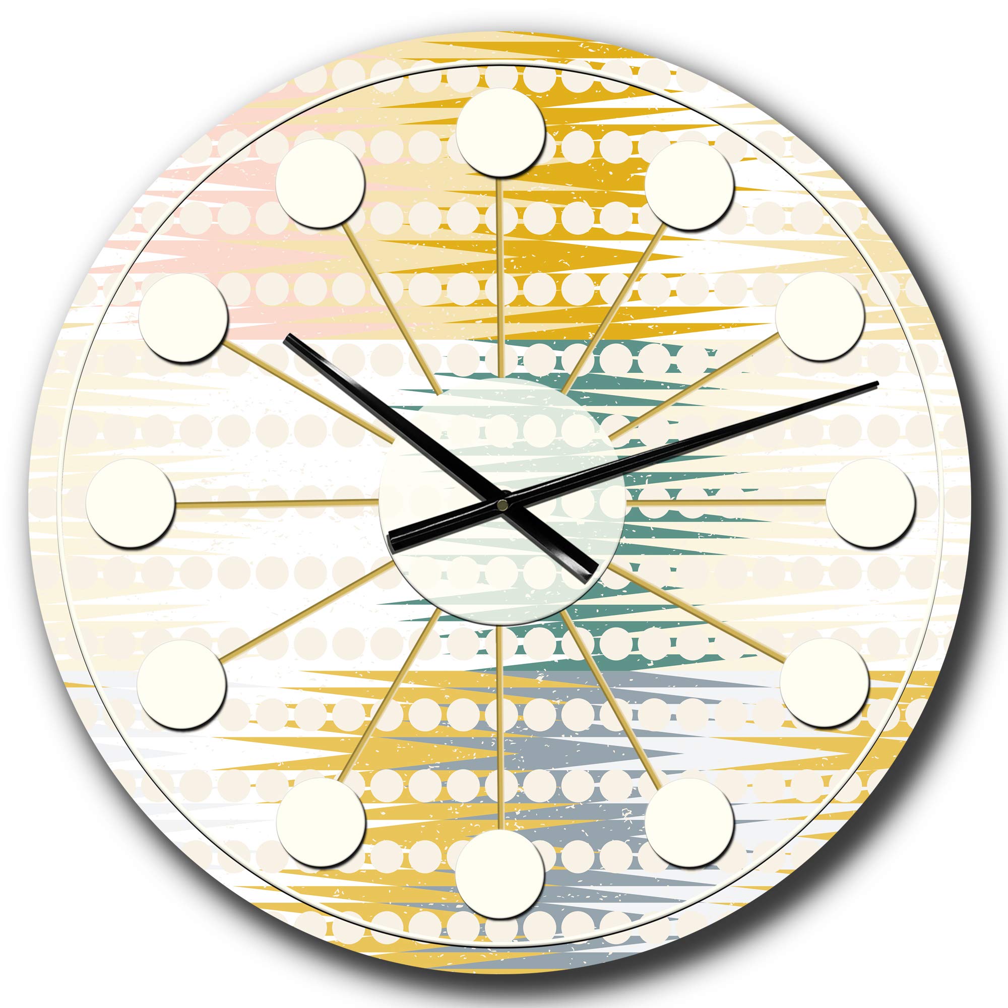 Designart Retro Abstract Design VIII Mid-Century Modern Round Wall Clock - Vintage Metal Wall Art for Home, Living Room, Bedroom & Office Decor | Perfect for Boho, Retro & Contemporary Interiors