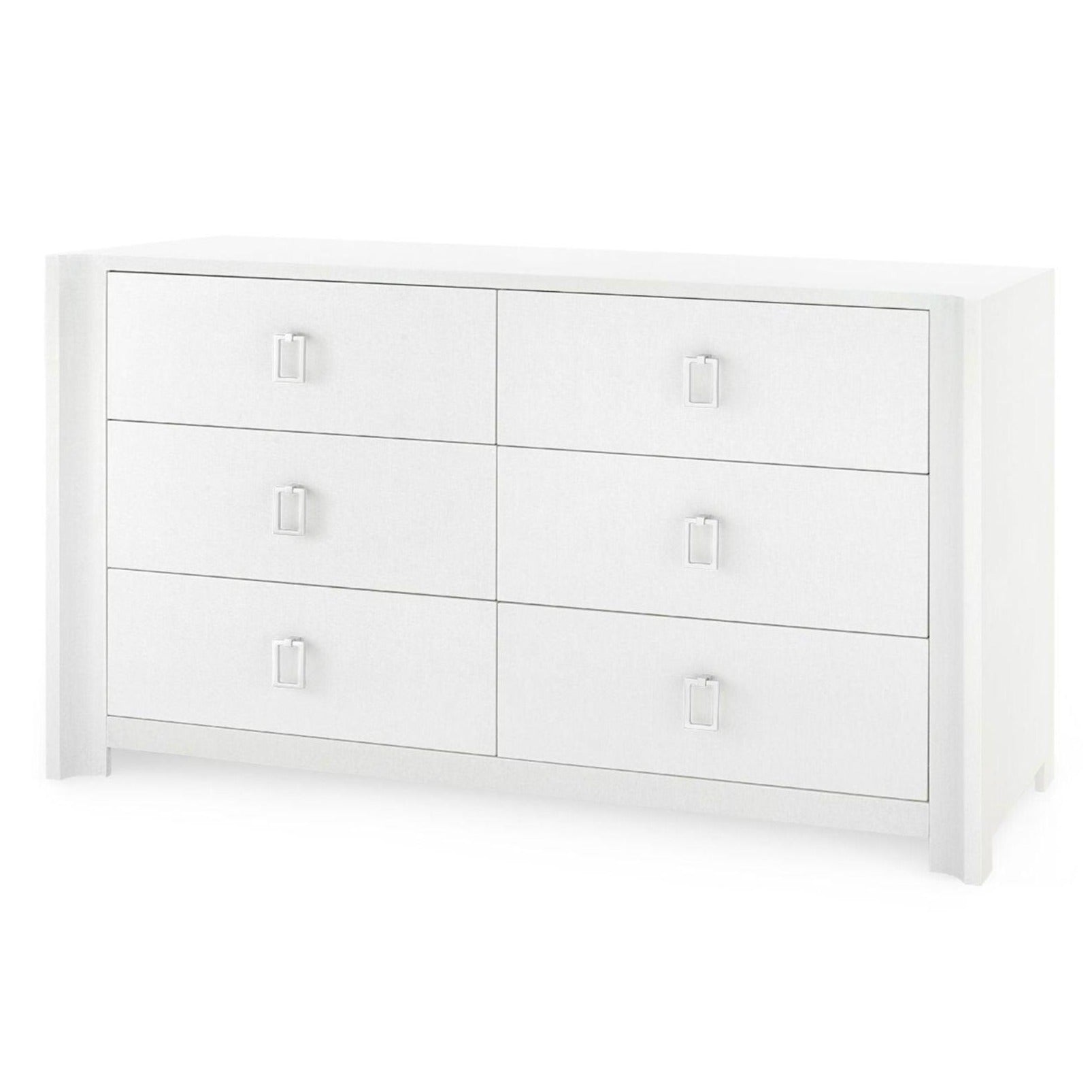 Audrey 6-Drawer Chest Dresser in Cream - Customizable Pulls for Bedroom & Living Room Storage