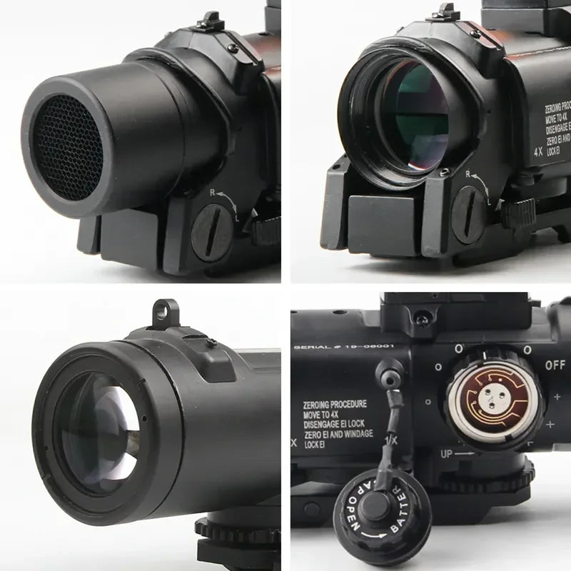 1-4x24 Wide Angle Tactical Rifle Scope with Mini Red Dot Sight | Dual Purpose Hunting & Shooting Accessory | Includes Rubber Covers (Black/Tan) | Perfect for Hunting, Target Practice & Tactical Training