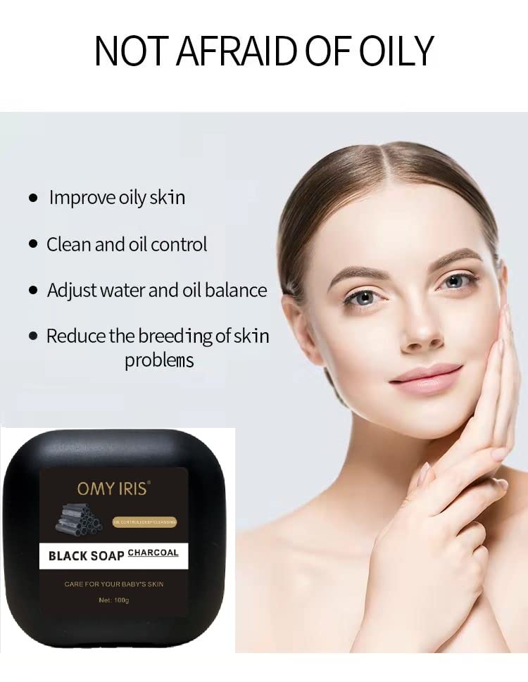 Organic Black Soap with Shea Butter - Handmade Anti-Acne Face & Body Cleanser - Moisturizing Skincare Treatment for Clear Skin - 100g Bath Bar for Acne-Prone & Sensitive Skin - Perfect for Daily Shower & Travel