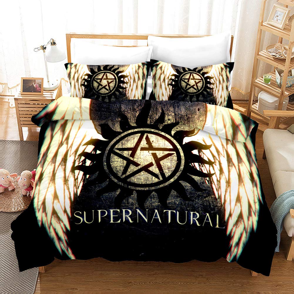 3D Supernatural Duvet Cover Set for Kids - 3 Piece Bedding Set with 1 Duvet Cover & 2 Pillow Shams (Queen/Twin/Full/King Size) | Soft & Breathable Kids Bedding | Perfect for Boys & Girls Bedrooms, Sleepovers & Nursery Decor