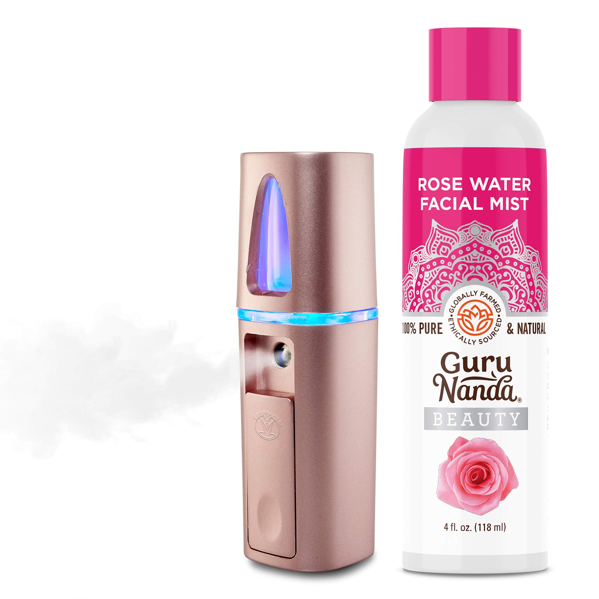 Organic Rose Water Facial Mister Spray - Hydrating & Refreshing Face Mist with Natural Toner - Travel Size Purse Atomizer for Dry Skin Care & Makeup Setting - Perfect for On-the-Go Refreshment & Spa Day at Home