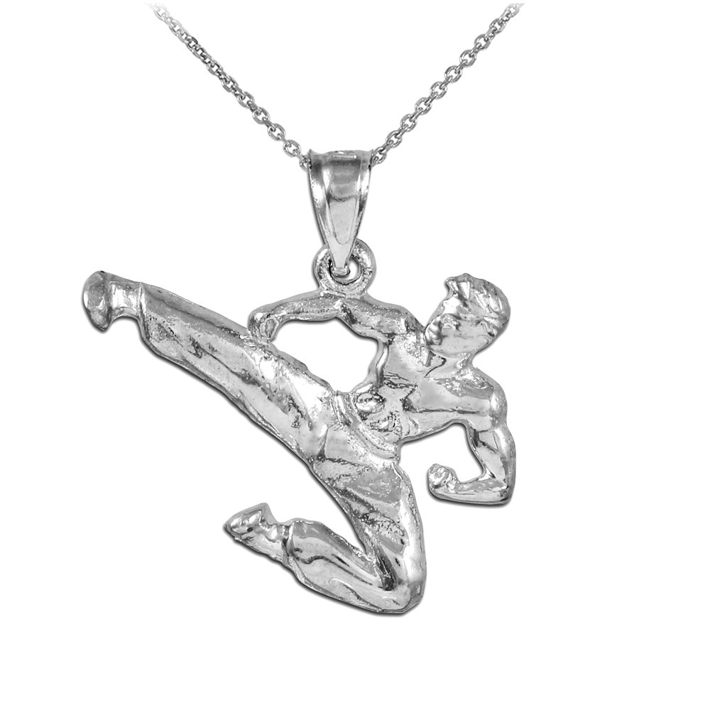 925 Silver Karate Charm Necklace for Sports & Martial Arts Gifts