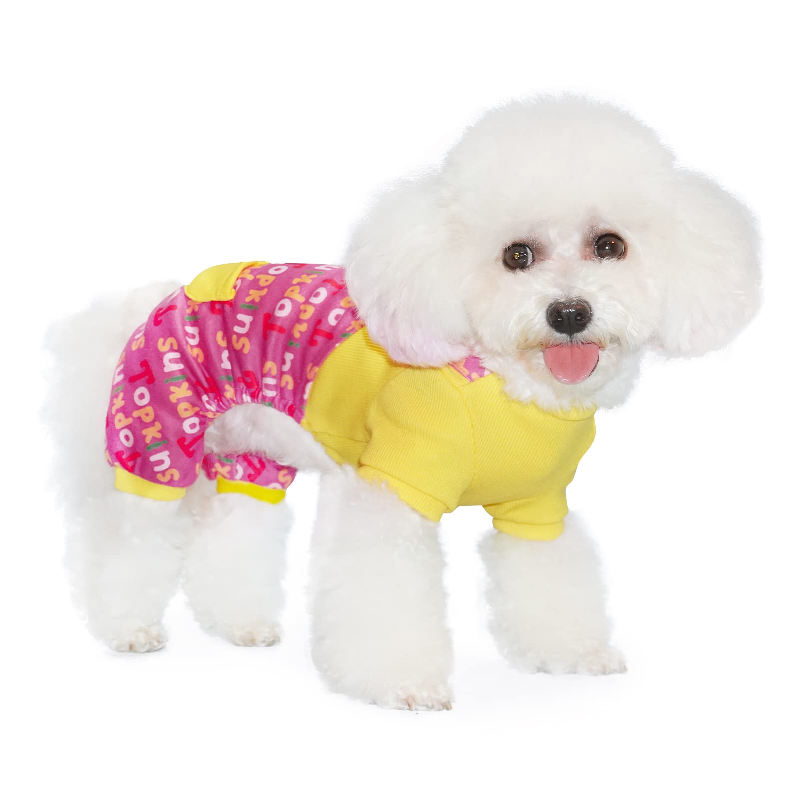 **Cozy Fleece Dog Pajamas for Small & Medium Dogs – Soft & Cute Pet Pjs in Yellow & Pink (XL) – Perfect for Winter Nights & Indoor Lounging**