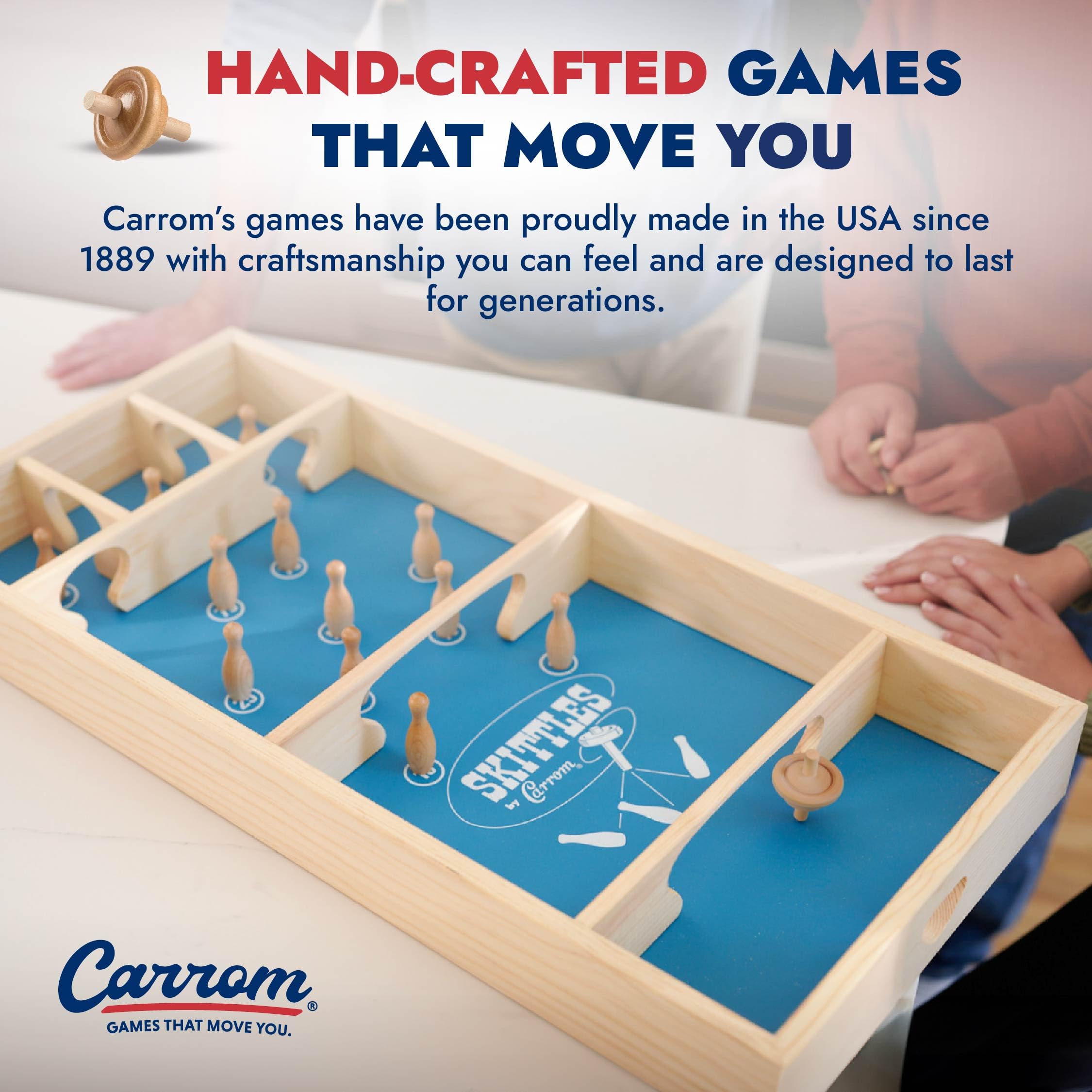 Carrom Skittles Game - Large Wooden Board Game for Adults & Kids - Family Fun Indoor/Outdoor Game for Parties, Picnics & Game Nights - Perfect for Family Gatherings & Backyard Entertainment