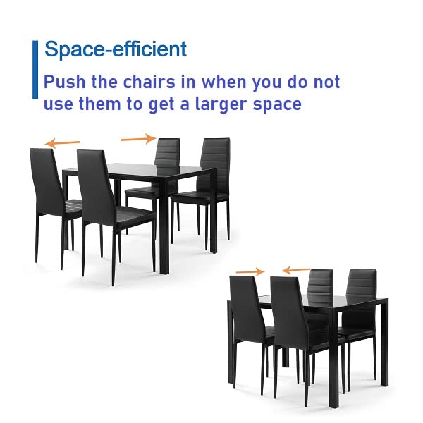 Modern 4-Piece Glass Top Dining Table Set with Faux Leather Chairs - Space-Saving Kitchen Table for Small Spaces, Perfect for Breakfast Nook, Apartment Dining Room & Cozy Family Meals