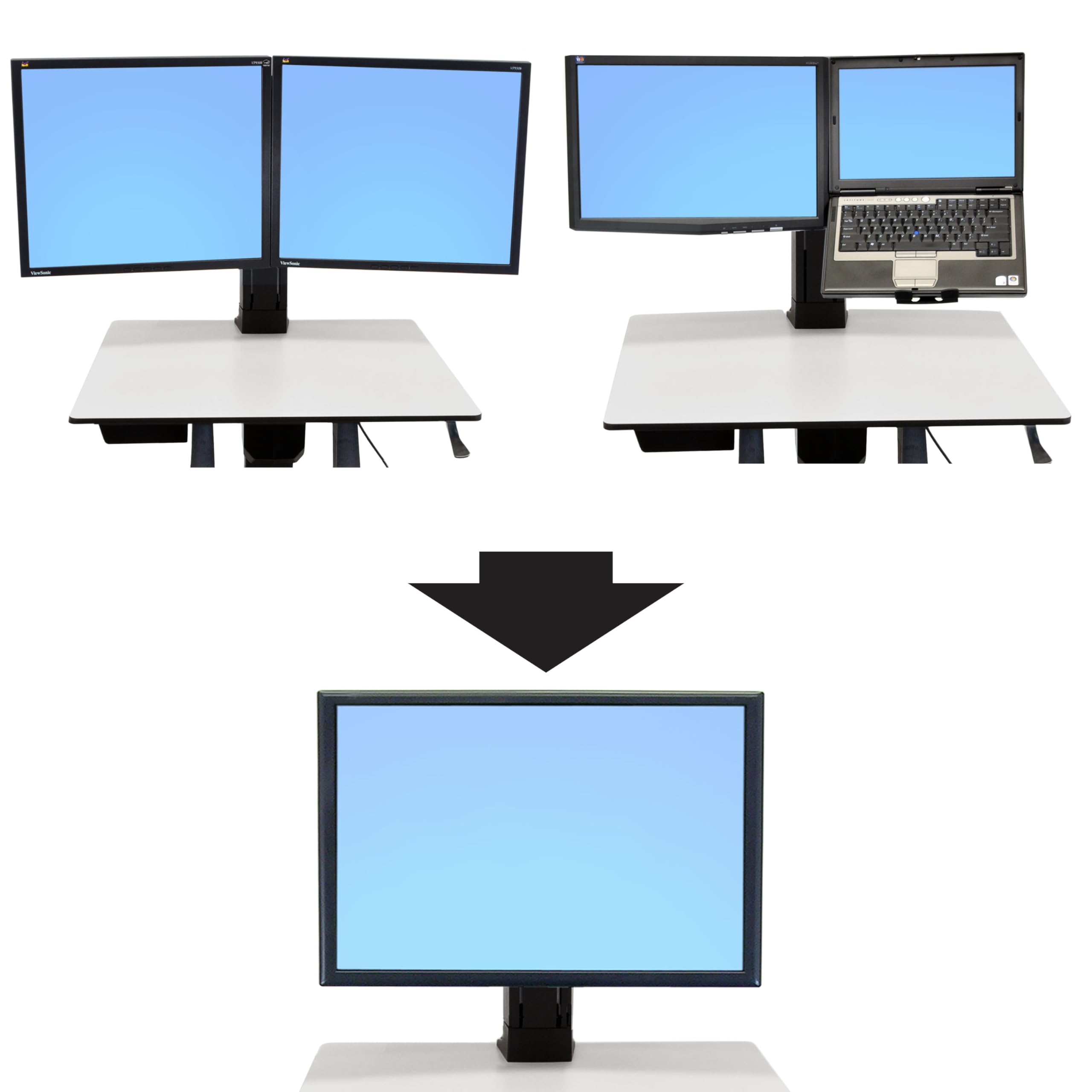 Ergotron WorkFit Conversion Kit - Dual to Single HD Monitor Stand Add-On for WorkFit-S & WorkFit-C Standing Desks | Home Office & Workspace Ergonomics Solution