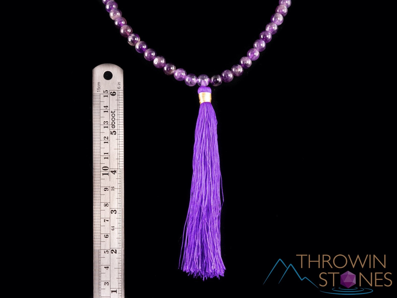 Handmade Amethyst Crystal Mala Necklace – Natural Healing Stone Beaded Jewelry for Meditation, Yoga & Spiritual Balance | Birthstone Gift for Women