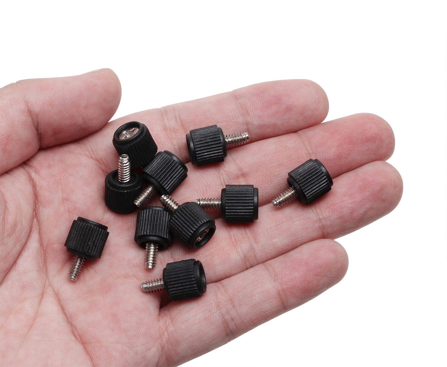 #6-32 Black PC Computer Case Thumb Screws (10pcs) - Hand Tighten Fastener for PC Builds, Computer Case Assembly & Hardware Upgrades - Perfect for DIY Computer Repair and Custom PC Modifications