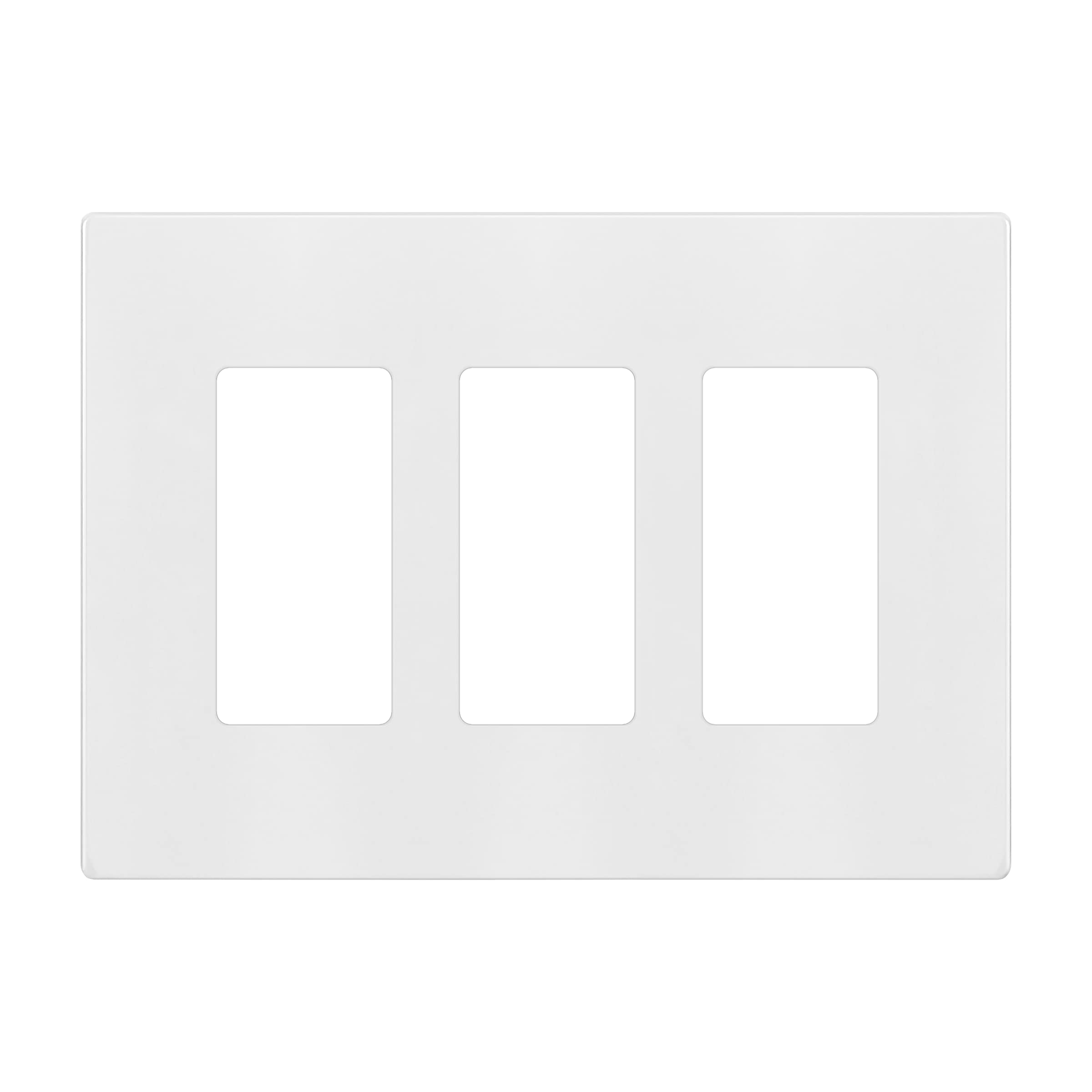 ENERLITES Screwless Decorator Wall Plates - Child Safe Outlet Covers, Glossy White Finish, Medium Size 3-Gang (4.88