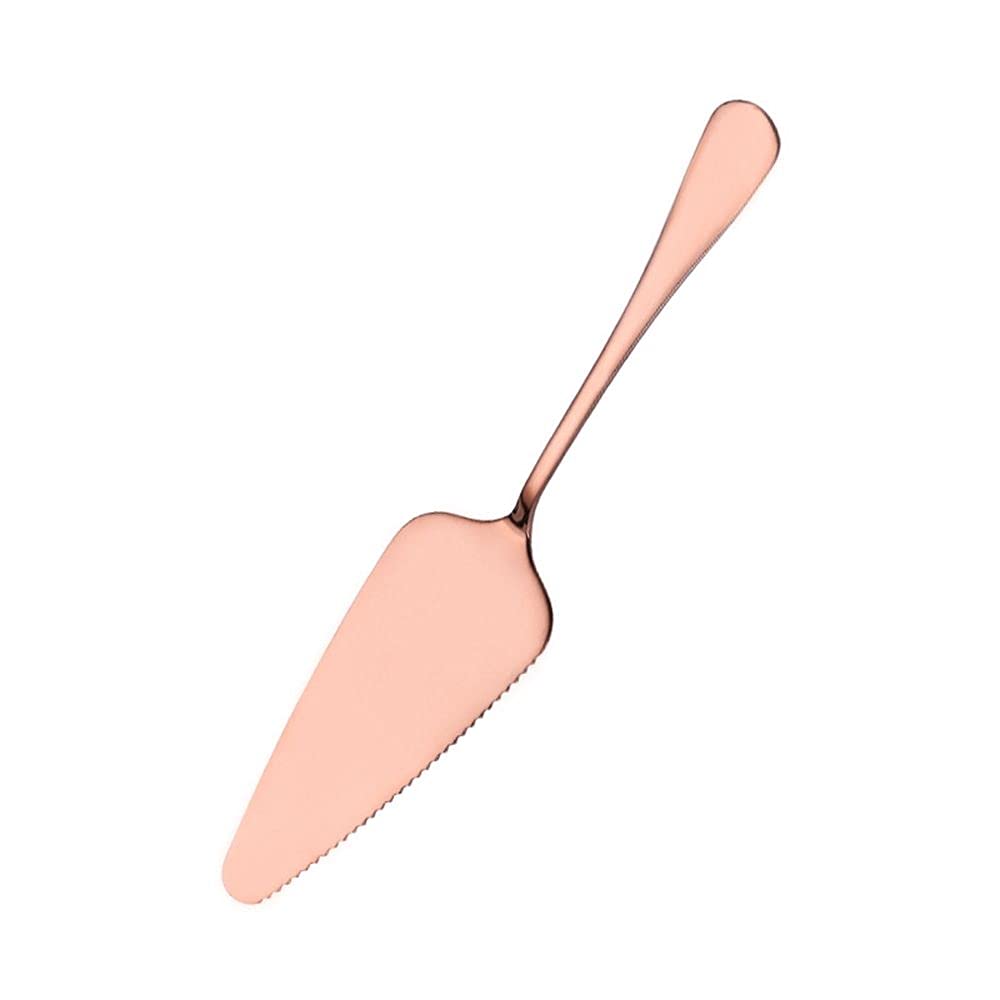 Premium Stainless Steel Cake Server with Serrated Edge - Rose Gold Pie Pizza Spatula, Cheese Knife & Baking Tool for Weddings, Parties & Dessert Serving
