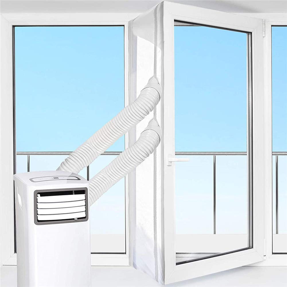 iKASUS 300cm Flexible Window Seal for Portable Air Conditioner - AC Unit Insulation Strip with Zipper & Adhesive Fastener - Perfect for Mobile Air Conditioners in Apartments, Dorms & RVs