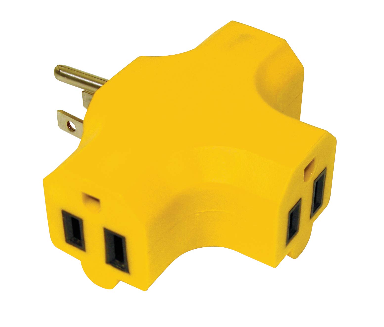 Prime Wire & Cable PBAD0200 90-Degree 3-Outlet Power Adapter - Yellow - Perfect for Home, Office & Workshop Electrical Needs