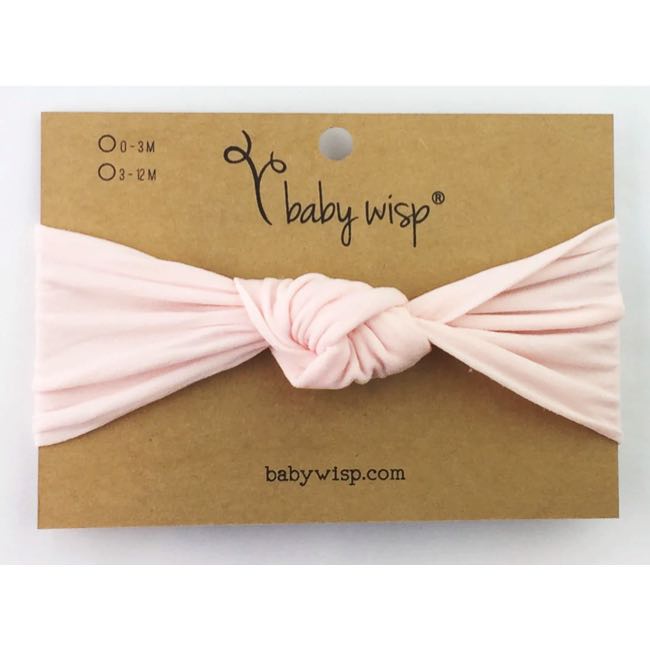 Baby Wisp Nylon Turban Knot Headband for Newborns & Infants 3m+ - Soft & Stretchy Hair Accessory in Pale Pink - Perfect for Bath Time, Photos & Everyday Wear