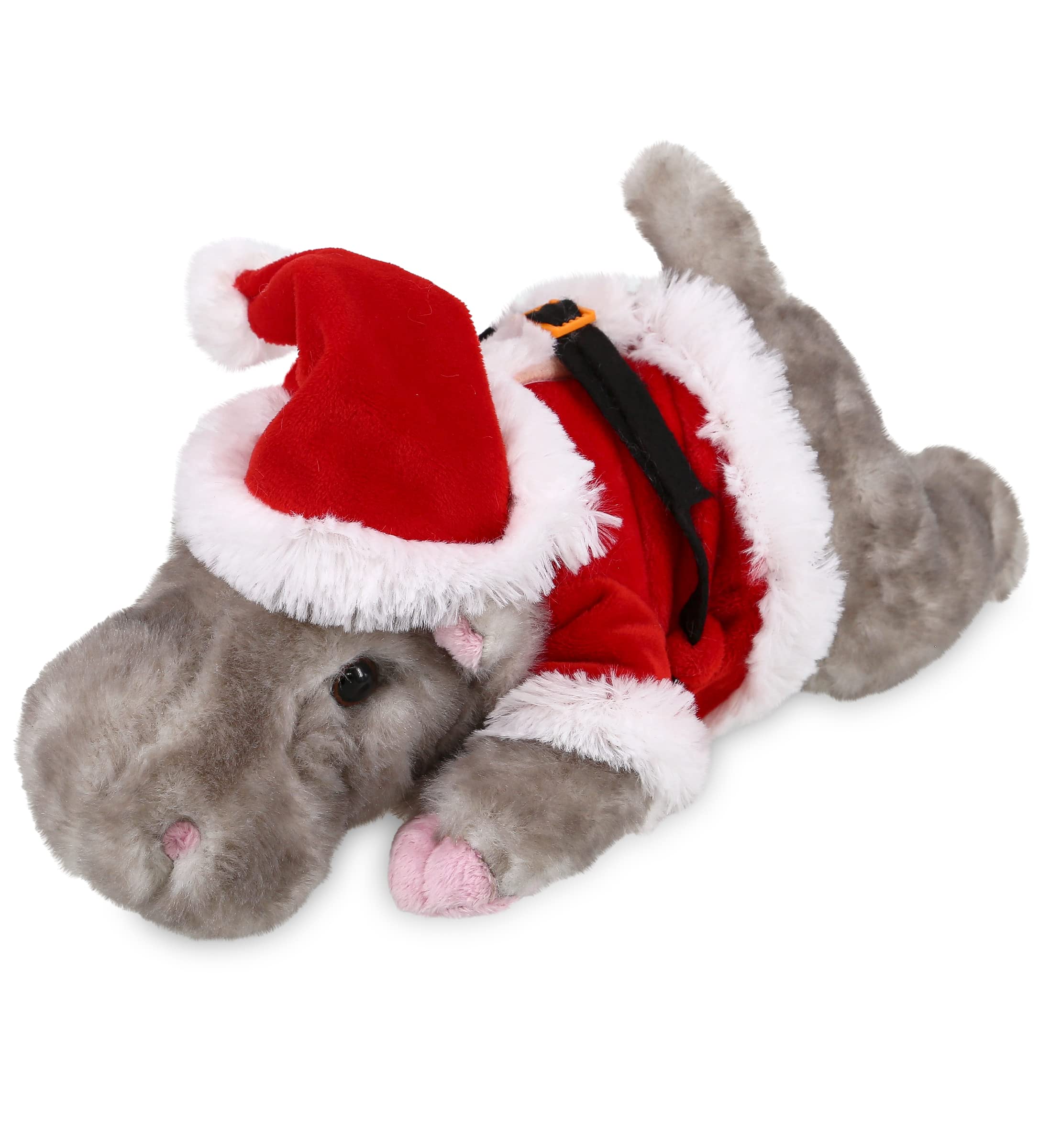 Santa Hippo Plush Toy - 11.5 Inch Christmas Stuffed Animal with Red Santa Outfit, Personalized Wildlife Gift for Kids | Holiday Decor, Stocking Stuffer & Cozy Bedtime Companion
