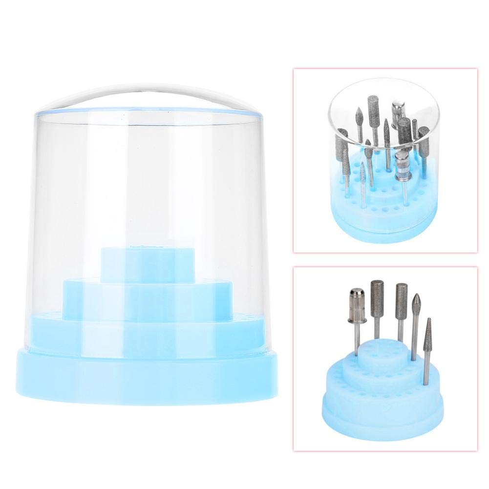 48 Holes Nail Drill Bit Holder - Plastic Nail Drill Bracket & Storage Box - Professional Drill Bit Display Organizer for Manicure & Pedicure (Blue) - Perfect for Salon, Home Nail Care & Travel Use