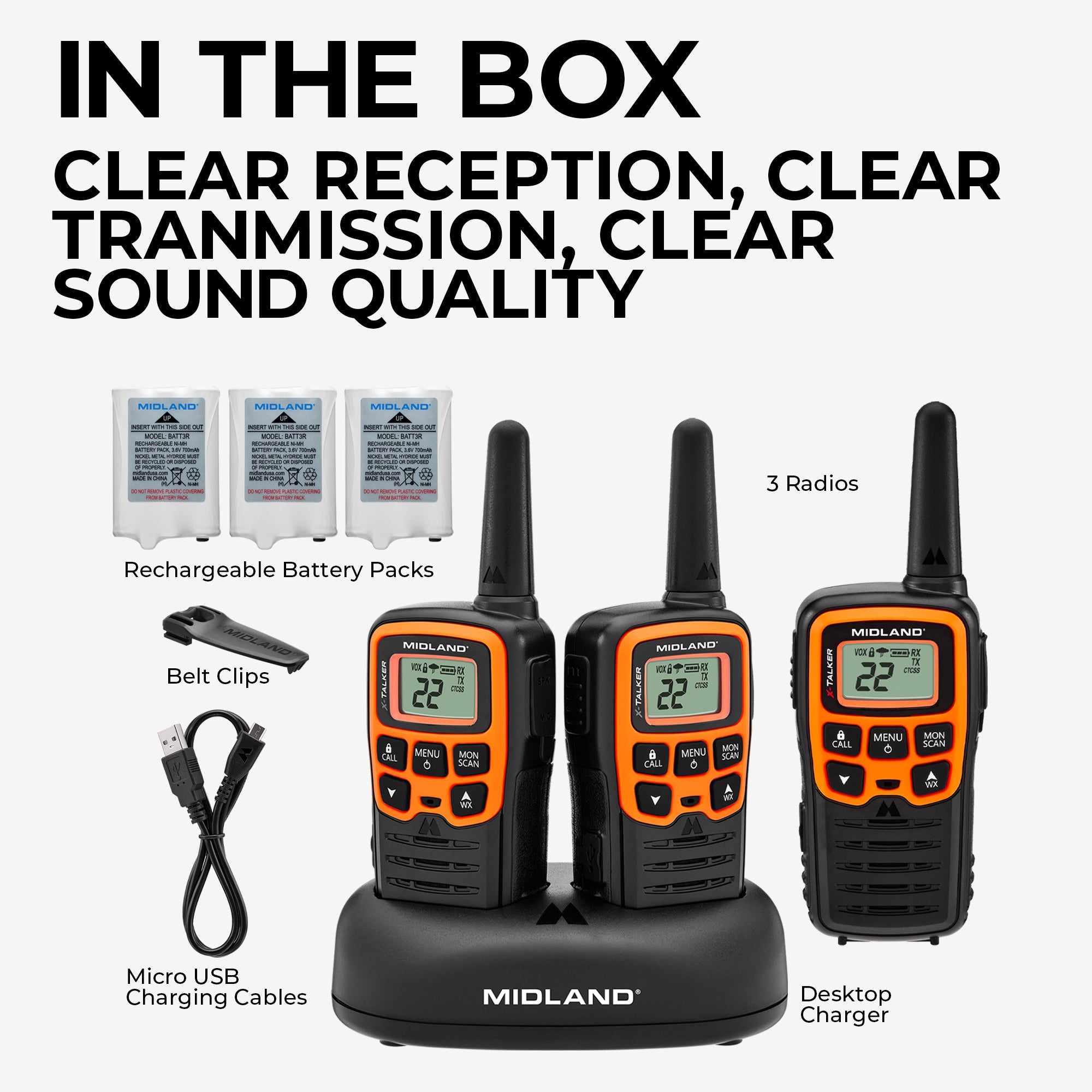 T51 X Talker® FRS Walkie Talkie 3 Pack - Long Range Two Way Radios for Outdoor Adventures, Hiking, Camping & Emergency Communication (T51X3VP3)