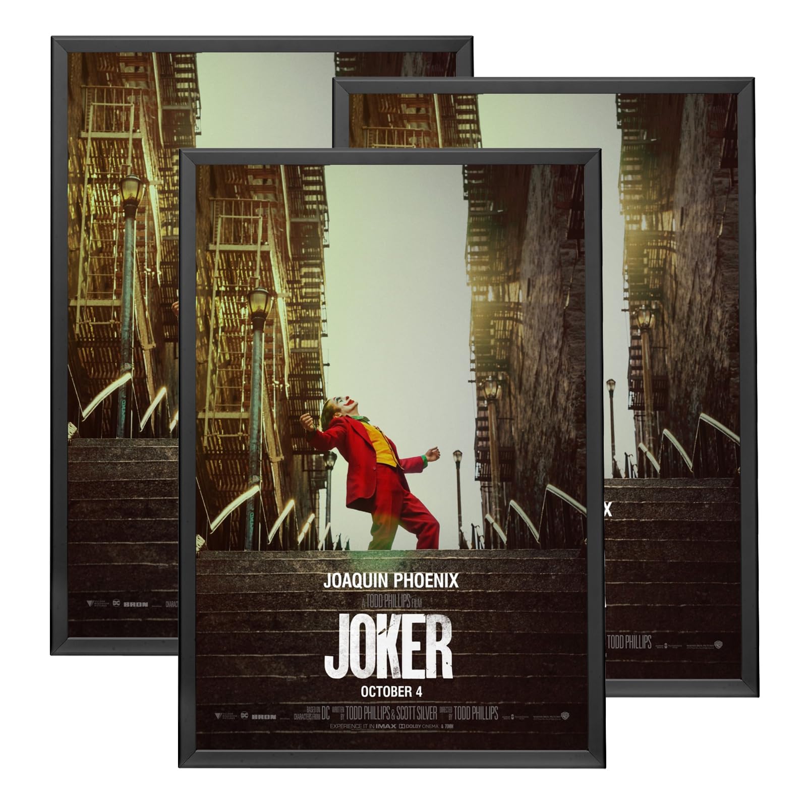 SnapeZo 3-Pack 27x40 Inches Black Movie Poster Frames - Front Loading Snap Frames with 1.25