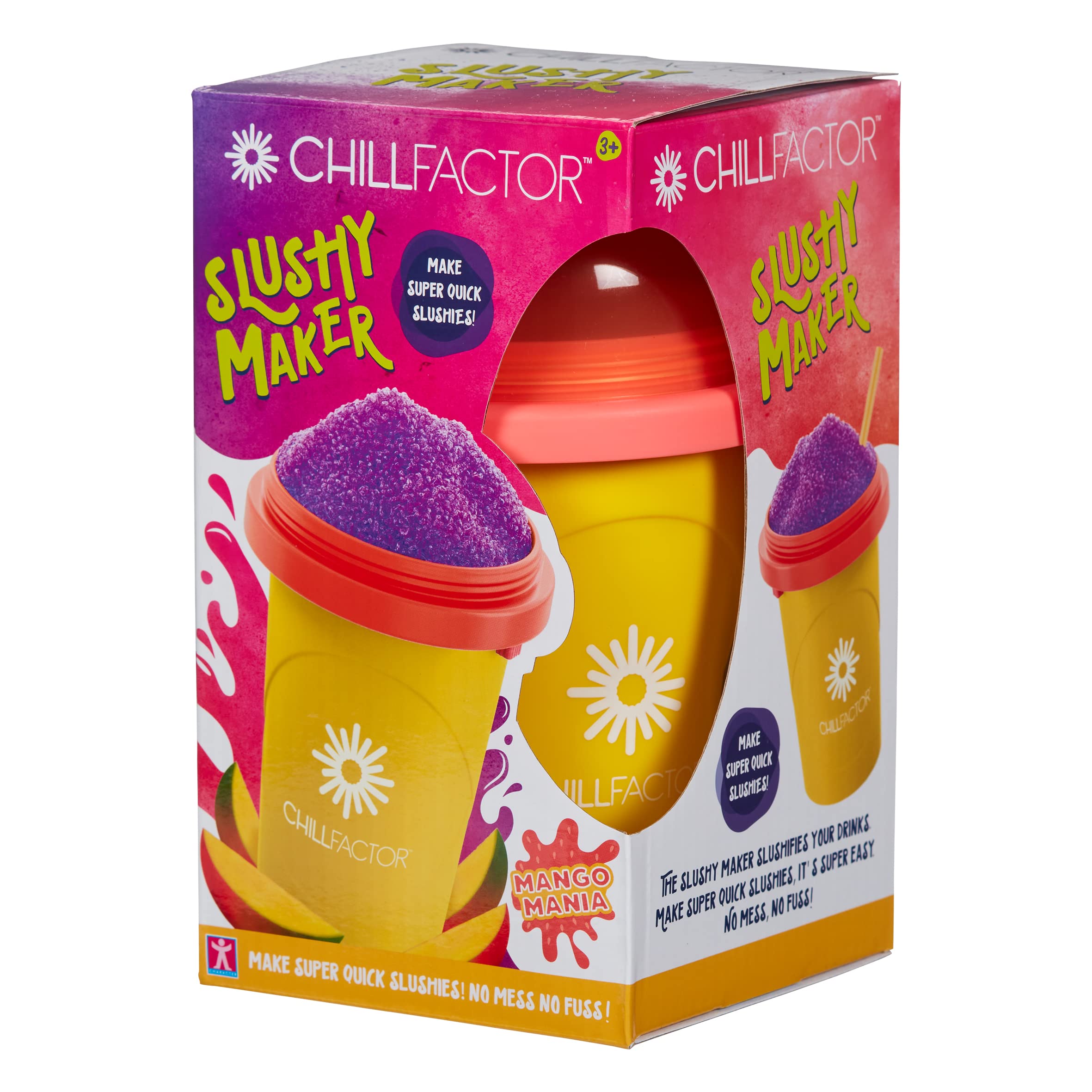 ChillFactor 07950 Mango Mania Reusable Slushy Maker - DIY Homemade Squeeze Cup for Frozen Drinks, Kitchen Toys, One Size, Red - Perfect for Summer Parties, Kids Activities & Backyard BBQs