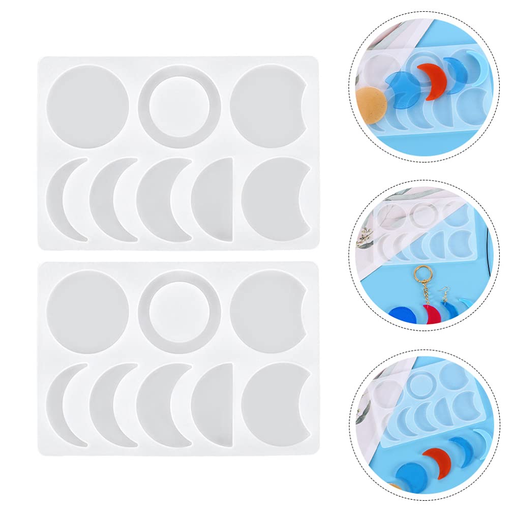 Moon Phase Silicone Molds for Resin Casting - 2PC Set (Crescent & Full Moon) - DIY Epoxy Jewelry Making, Keychain Pendants, Craft Art Supplies - Perfect for Home Decor, Gift Making & Boho Style Accessories