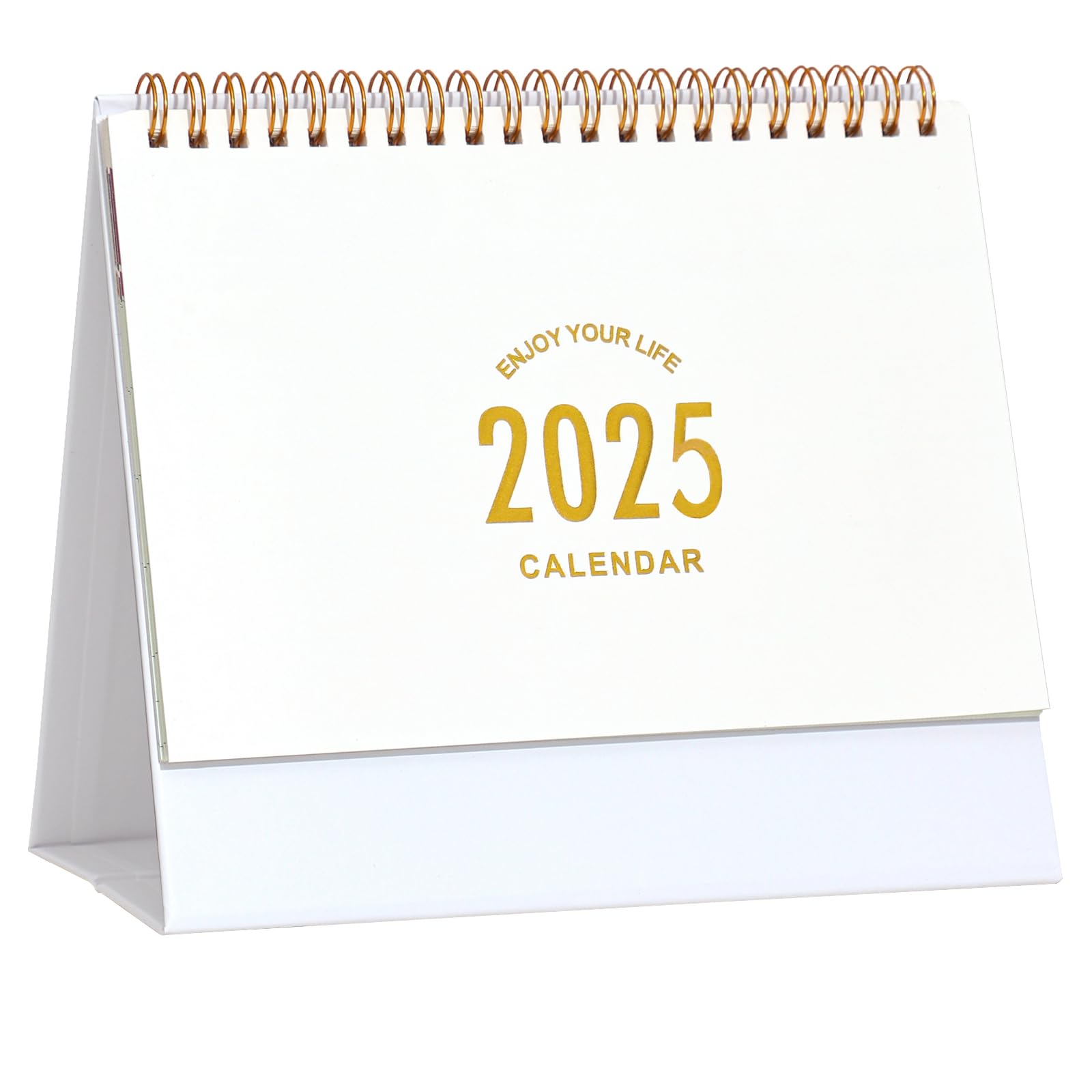 2025 Small Desk Calendar with Metal Ring Twin-Wire Binding - Monthly Planner from Now to December 2025 for Home, Office & School Use - Perfect for Scheduling, Productivity & Organization (White)