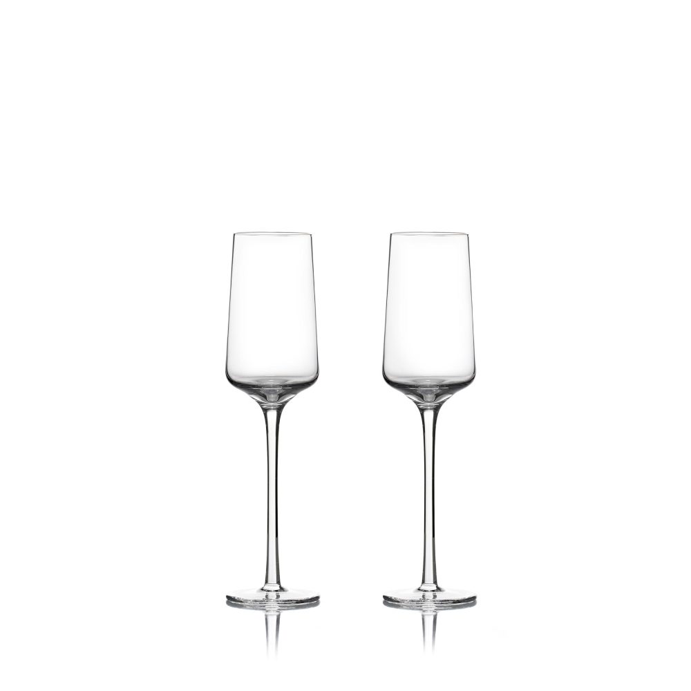 ZONE DENMARK Rocks Champagne Glasses Set of 2 - Elegant Crystal Flutes for Wedding Toasts, Anniversary Celebrations & Romantic Dinners
