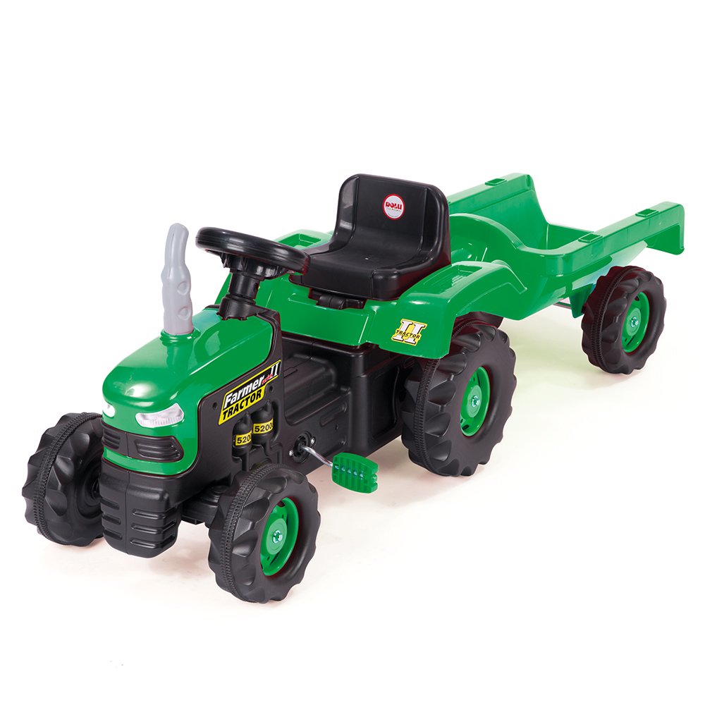 Big Green Pedal Tractor with Trailer - Kids Ride-On Toy for Outdoor Play & Farm Pretend Play - Durable Steel Construction for Ages 3-8 Years