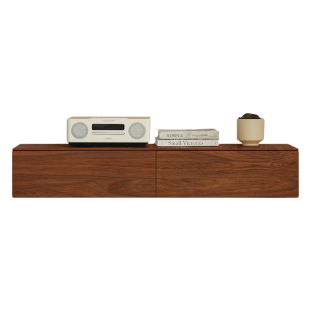 Solid Oak & Black Walnut Wood Floating TV Stand - Modern Wall Mounted Entertainment Center for Living Room, Bedroom & Home Theater