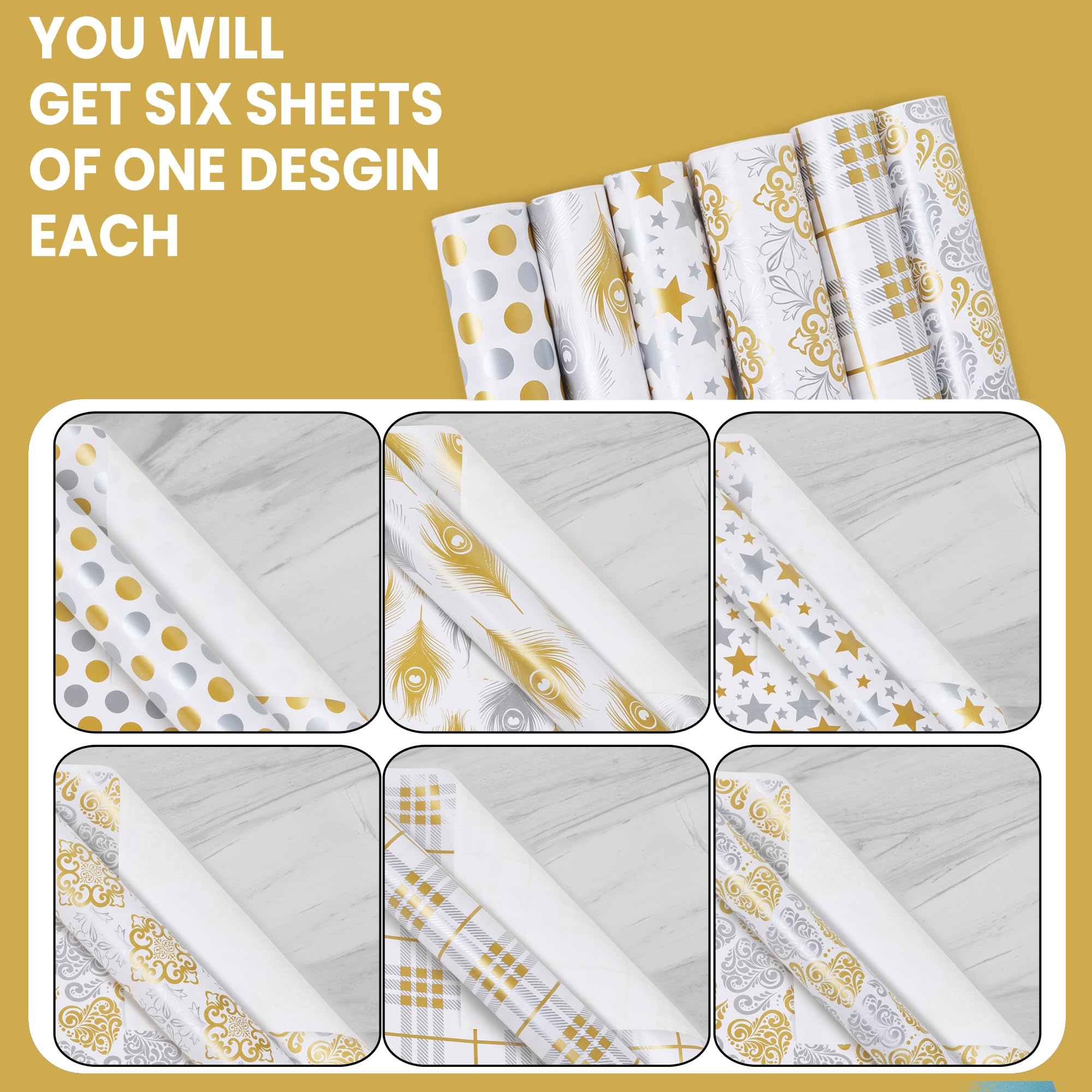 Premium OFIXO Gift Wrapping Paper Roll - 6 Multicolor Design Sheets for Birthday, Christmas & Party Presents - High-Quality Gift Wrap Paper for All Occasions