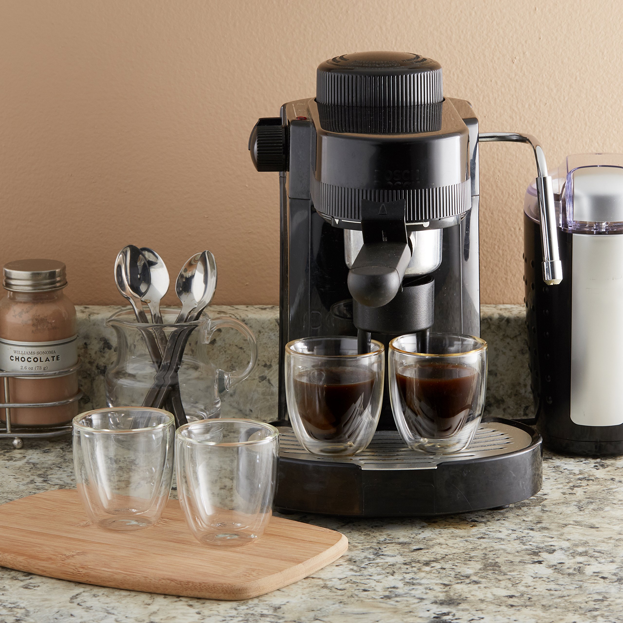 Double Wall Espresso Cups Set of 4 - 2.7oz Italian Style Clear Glass Doppio Coffee Cups - Heat Resistant Espresso Accessories for Home, Cafe & Restaurant Use