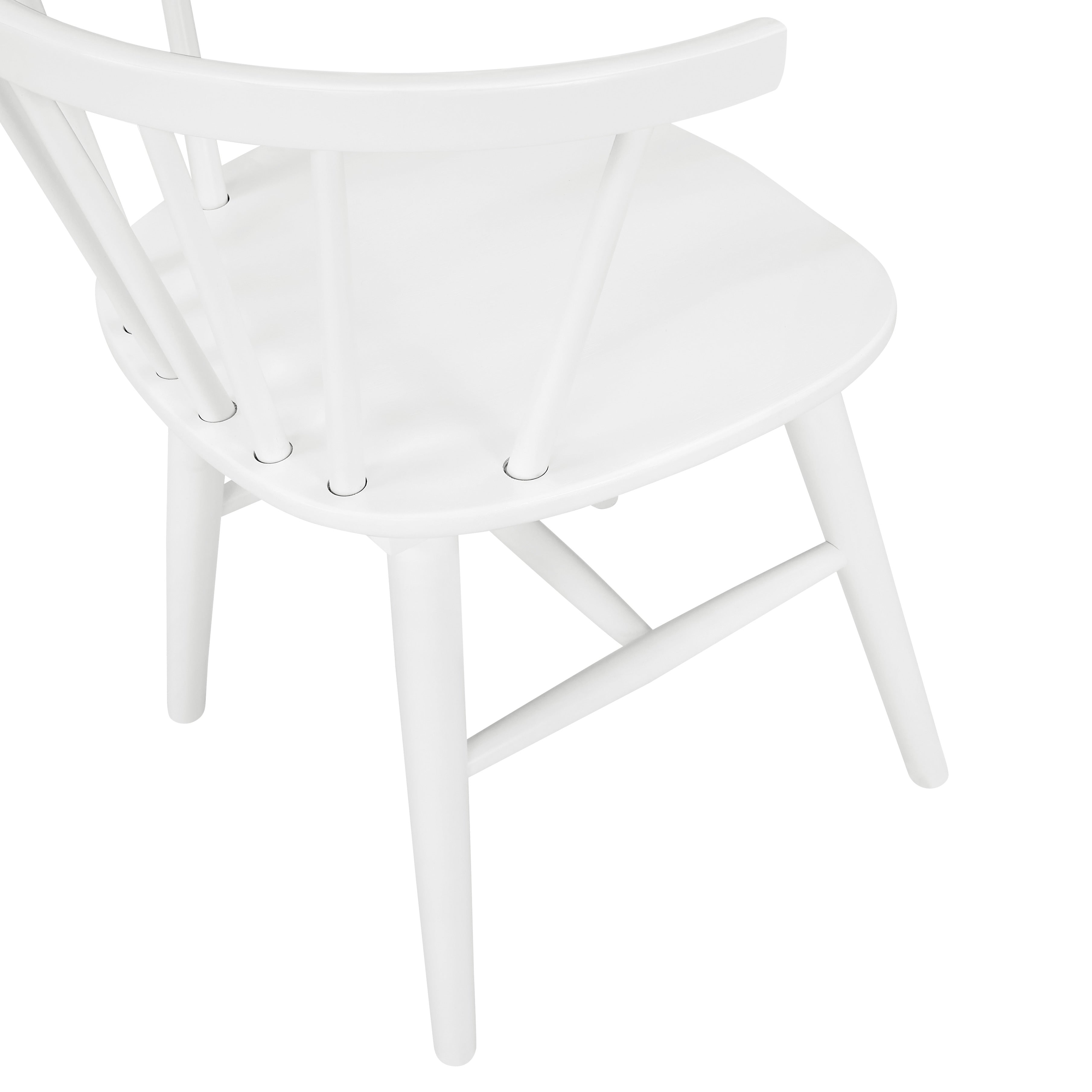 Roundhill Furniture Alwynn Contemporary Wooden Spindle Back Dining Chairs - Windsor Style Solid Wood Kitchen Chairs, White Set of 2 - Perfect for Dining Room, Kitchen, Breakfast Nook & Farmhouse Decor