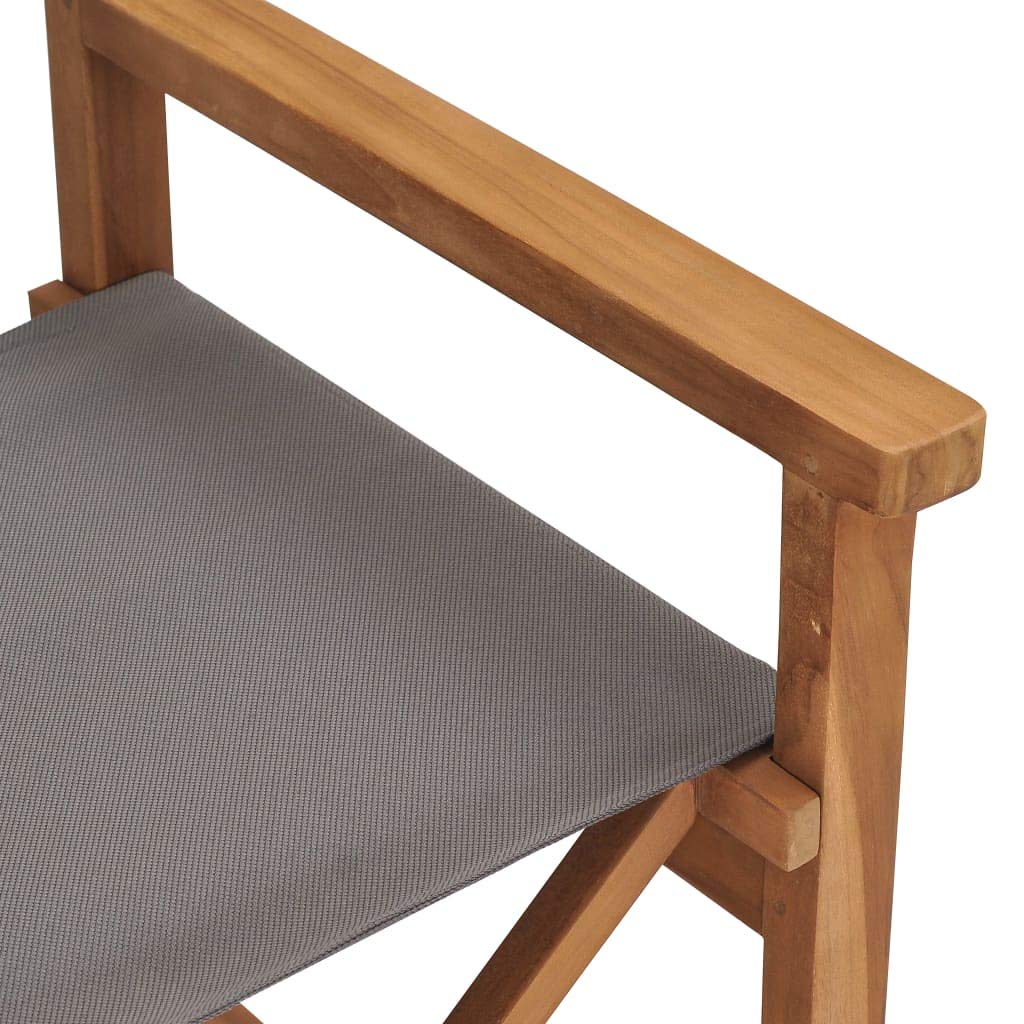 Solid Teak Wood Folding Director's Chair - Gray Outdoor Patio Furniture for Garden, Lawn, Deck, Terrace & Backyard | Perfect for Relaxing, Camping & Picnics