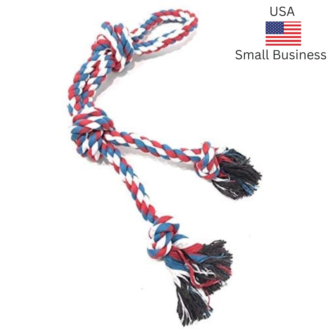 XL Nearly Indestructible Dog Rope Toy for Aggressive Chewers - Tough Tug of War Dog Toy for Large Dogs - Supports Non-Profit Dog Rescue - Perfect for Outdoor Play and Indoor Training, Red