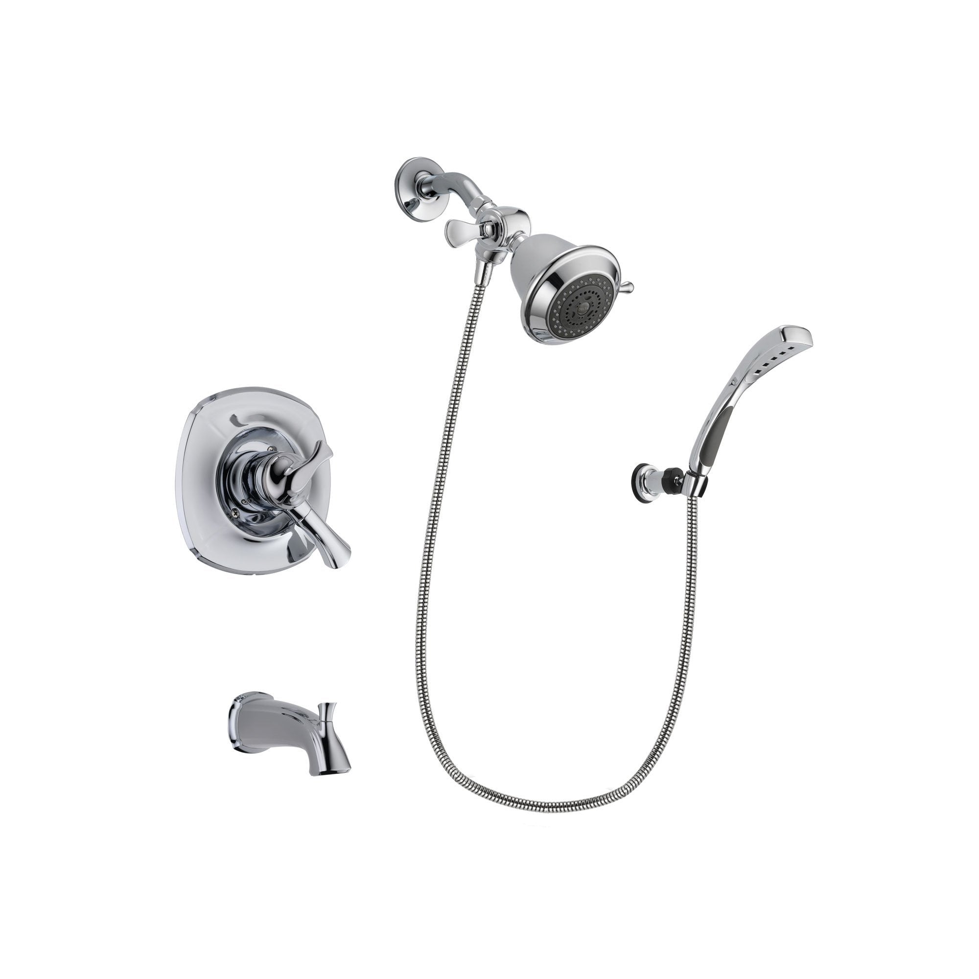 Delta Addison Chrome Finish Dual Control Tub and Shower Faucet System with Shower Head, Handheld Spray & Wall Mount Bracket - Includes Rough-in Valve & Tub Spout DSP0997V - Perfect for Bathroom Renovation & Modern Home Upgrade