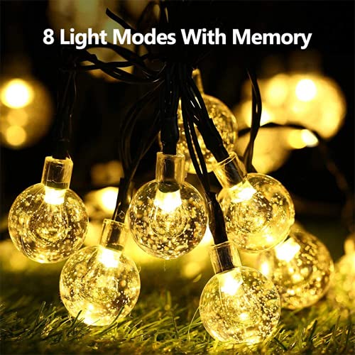 50 LED Crystal Globe Solar String Lights - 23FT Super Bright Waterproof Outdoor Solar Lights for Garden, Patio, Balcony, Party & Wedding Decor (Warm White) | Perfect for Backyard, Landscape Lighting & Evening Ambiance