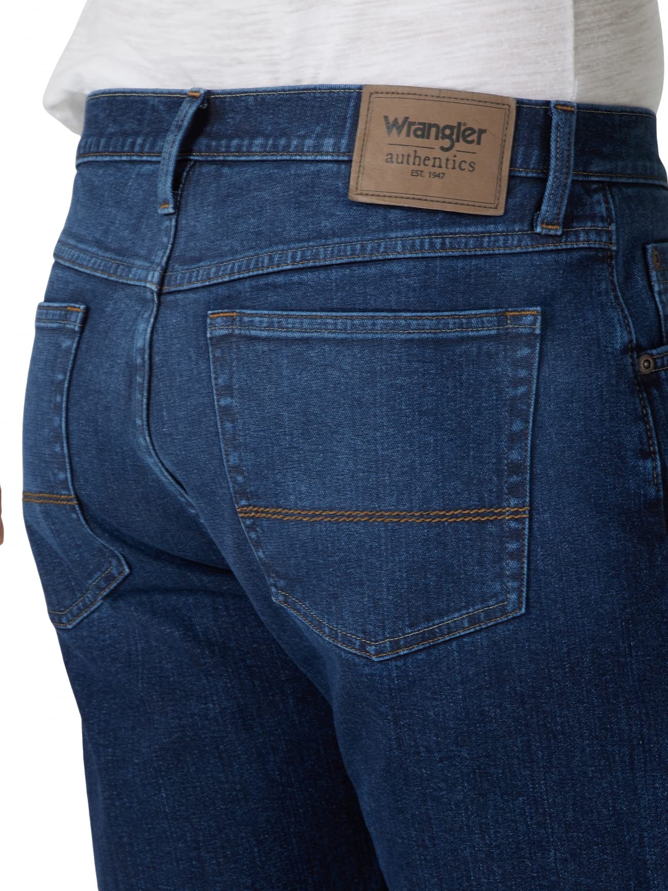 Wrangler Authentics Men's Athletic Fit Stretch Jean - Comfortable & Durable Denim Pants for Work, Casual Wear & Outdoor Activities
