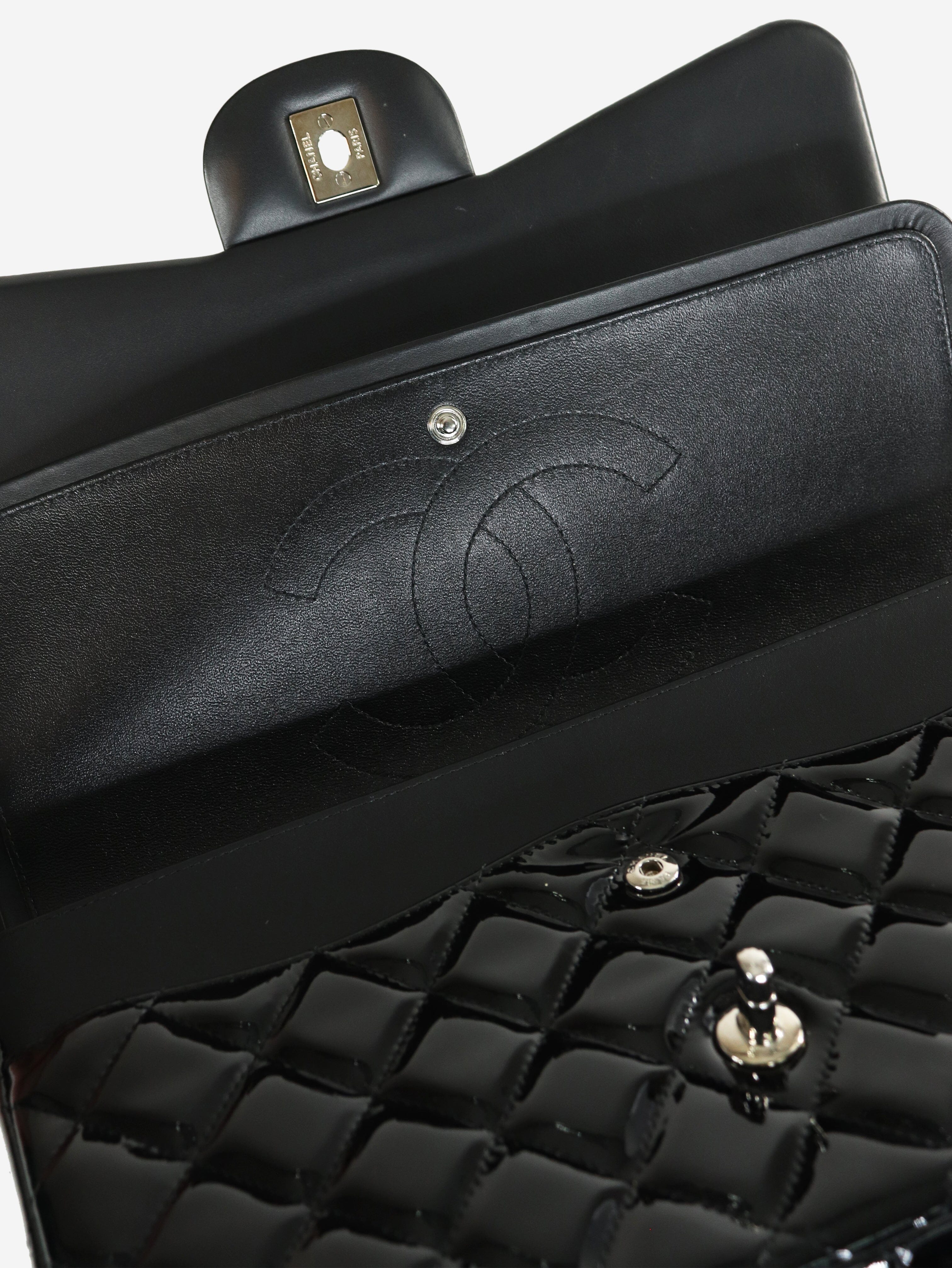 Chanel Black Jumbo Patent Leather Classic Double Flap Bag 2013 - Luxury Designer Handbag for Women, Perfect for Work, Evening Events & Special Occasions