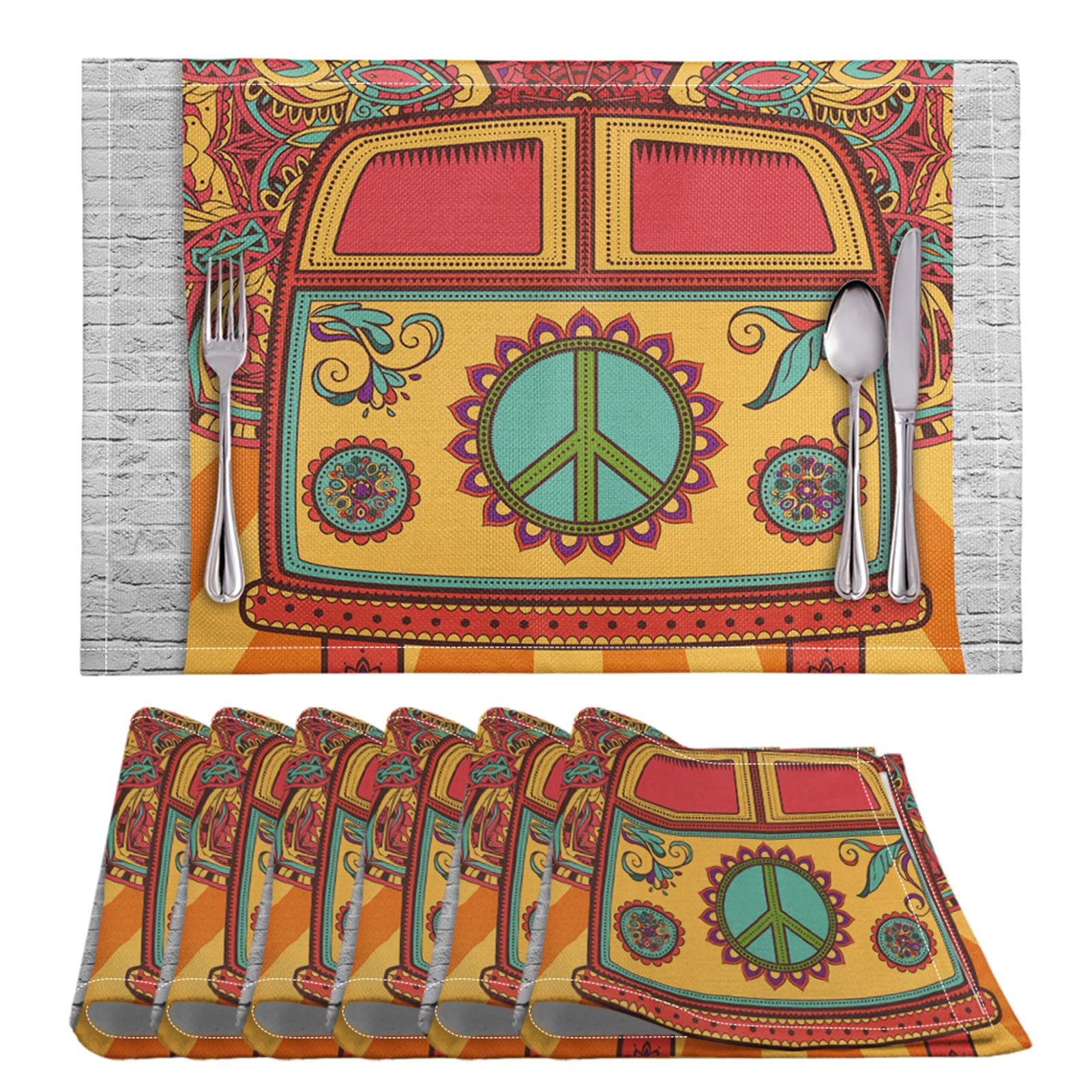 Chaqlin Yellow School Bus Placemats Set of 6 - 17.3