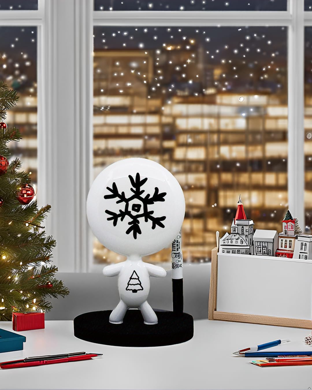 TITTO Original Ceramic Desk Whiteboard Doll - Black Office Gift for Coworkers, Home & Office Decor - Draw Your Ideas Memo Pad - Perfect for New Year Gifts & Creative Workspace Organization