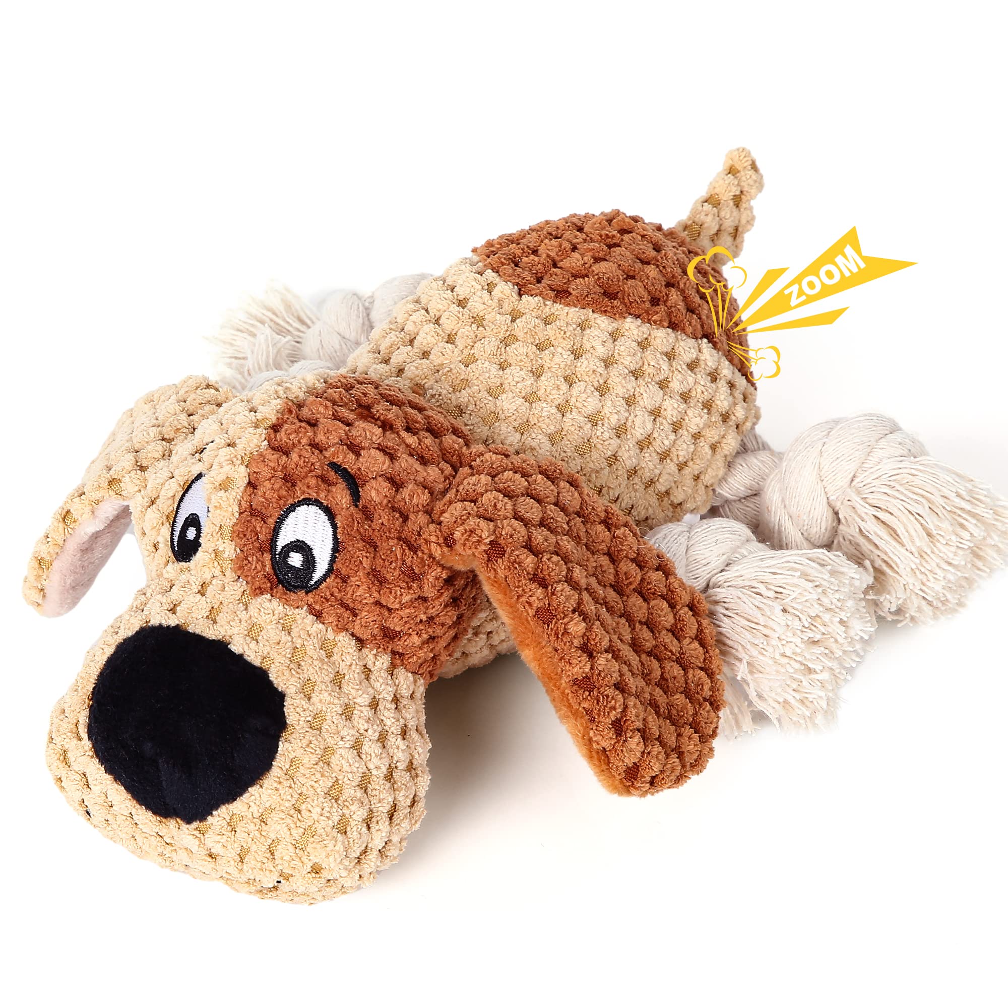 PUHOHUN Squeaky Dog Toys for Large Chewers - Durable Plush Dog Toy with Crinkle Paper & Squeaker - Interactive Tug of War Play Toy for Aggressive Chewers - Perfect for Indoor & Outdoor Playtime, Training & Bonding with Your Dog