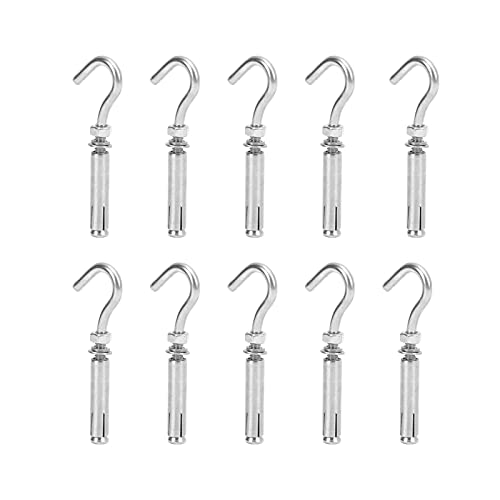 Stainless Steel M6 Expansion Screw Hook - Heavy Duty Wall Anchor Fastener for Hanging Plants, Shelves & Home Decor
