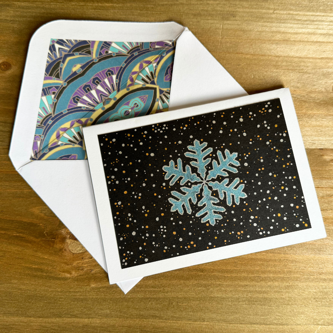 Festive Metallic Snowflake Holiday Greeting Card - Perfect for Christmas, New Year & Winter Celebrations