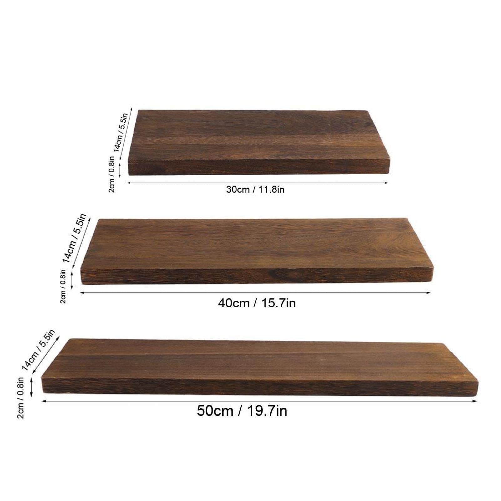 Brown Floating Shelves for Wall - 50x14x2cm Invisible Bracket Mounted Decorative Shelf | Perfect for Living Room, Bedroom, Bathroom & Kitchen Decor | Great for TV Background, Books Display & Partition Organization