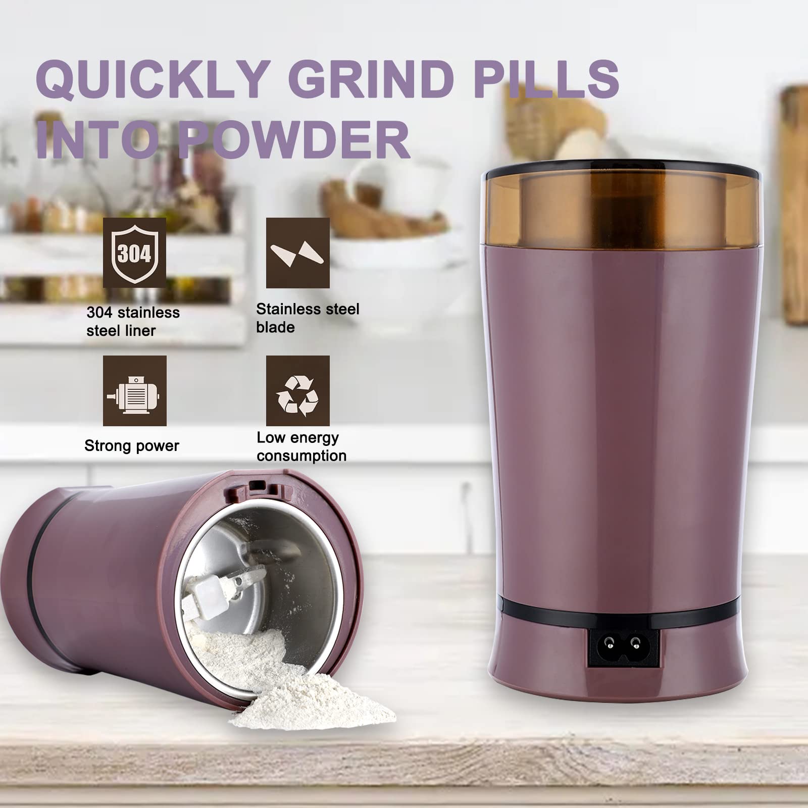 Electric Pill Crusher Grinder - Easily Crush Multiple Pills & Tablets into Fine Powder | Perfect for Feeding Tubes, Kids, Pets & Travel | Medication & Vitamin Organizer for Seniors & Caregivers
