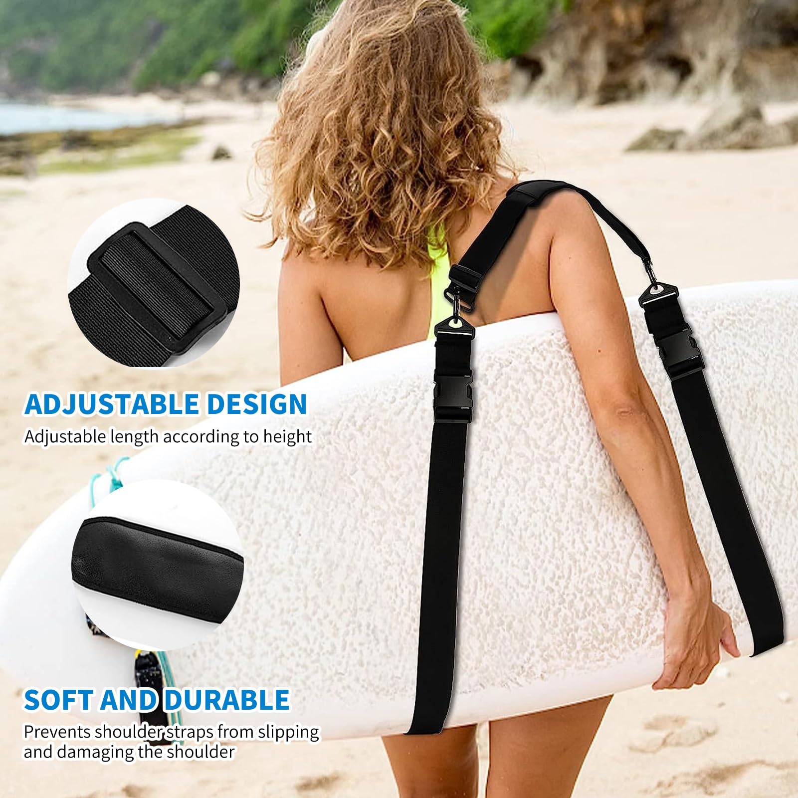 Premium Paddle Board Carry Strap - Heavy Duty SUP Shoulder Strap for Inflatable Kayak & Surfboard - Comfortable Paddleboard Accessories for Adults - Perfect for Beach, Lake & Water Sports Adventures