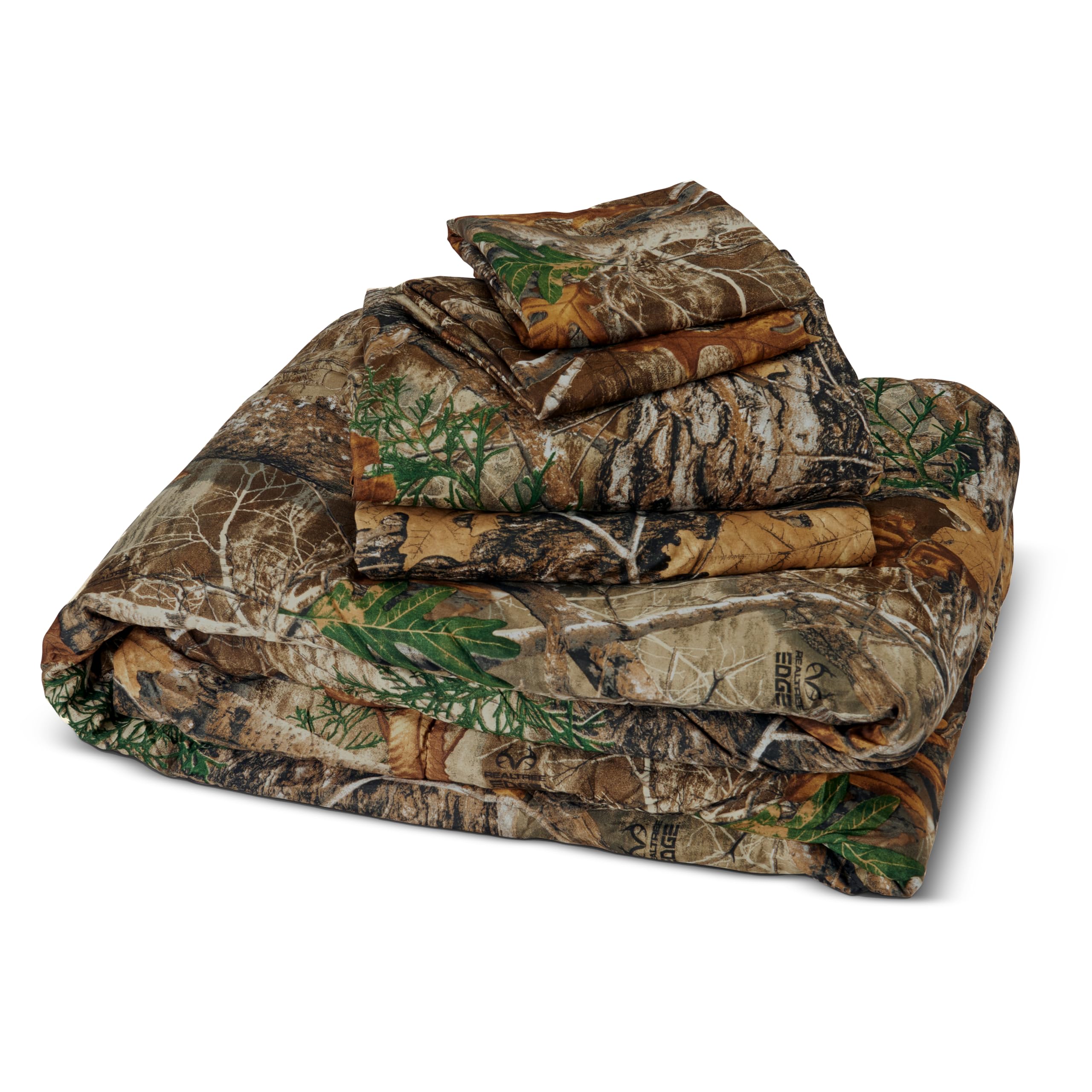 Northwest Realtree Edge Camo Queen Bed in a Bag Set - 7-Piece All Seasons Bedding Set with Comforter, Fitted Sheet, Flat Sheet & 2 Pillowcases - Perfect for Hunting Cabins, Camping Trips & Outdoor-Themed Bedrooms