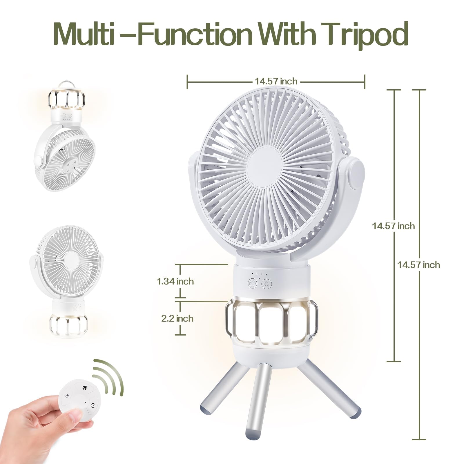 MAXEVE 3-in-1 Portable Camping Fan with LED Lantern - 10400mAh Rechargeable Battery, 8H Timer, 270° Rotation, USB Desk Fan for Outdoor, Beach, Tent & Home Use - Ultra Quiet with Hook & Tripod Stand