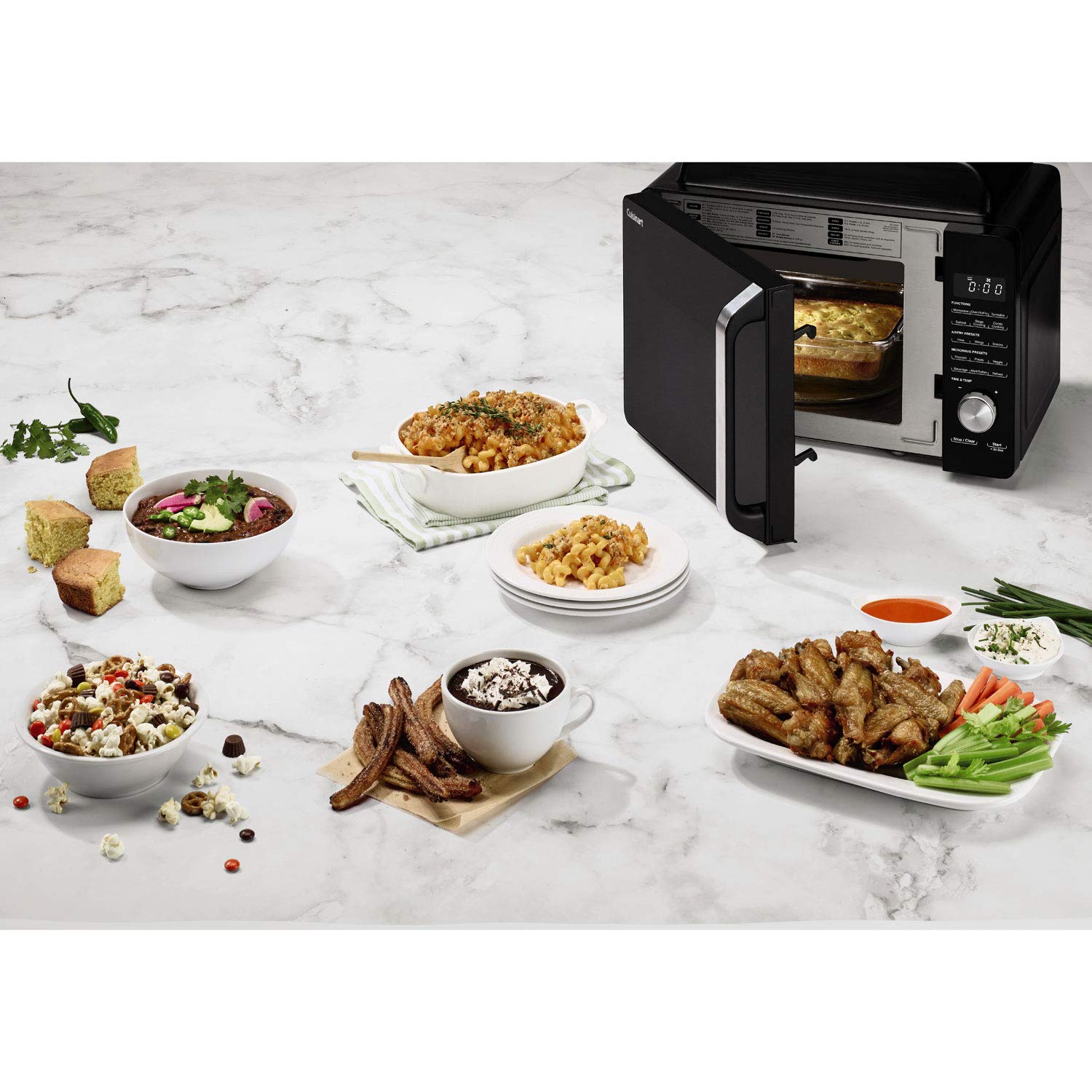 Cuisinart AMW-60 3-in-1 Microwave Air Fryer Oven Combo with Home Basics 5-Piece Knife Set & Cutting Board - Perfect for Small Kitchens, Quick Meals & Healthy Cooking