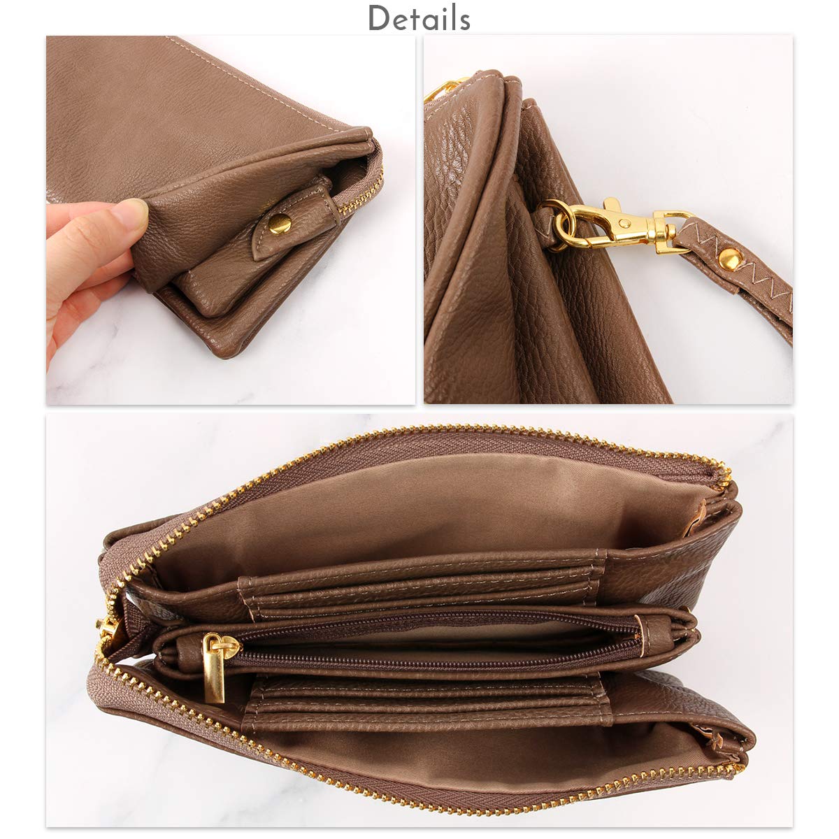 RIAH FASHION Convertible Faux Leather Wallet Purse Clutch - Mini Handbag with Detachable Chain Crossbody Strap & Phone Holder | Perfect for Parties, Travel & Everyday Use